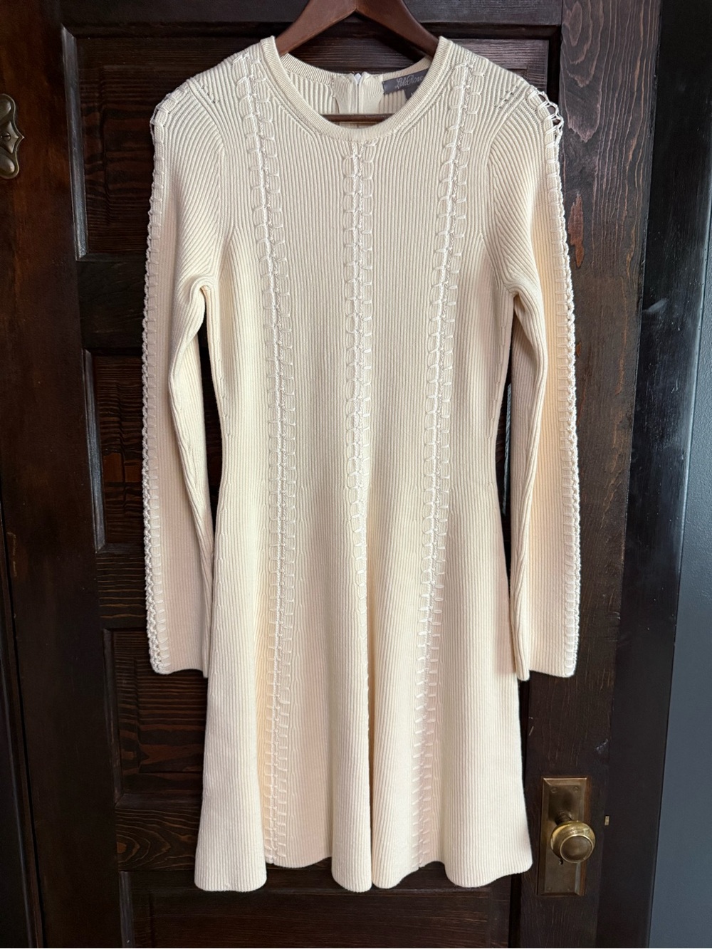 NWTs Lela Rose Cream Long-Sleeve Knit Dress
